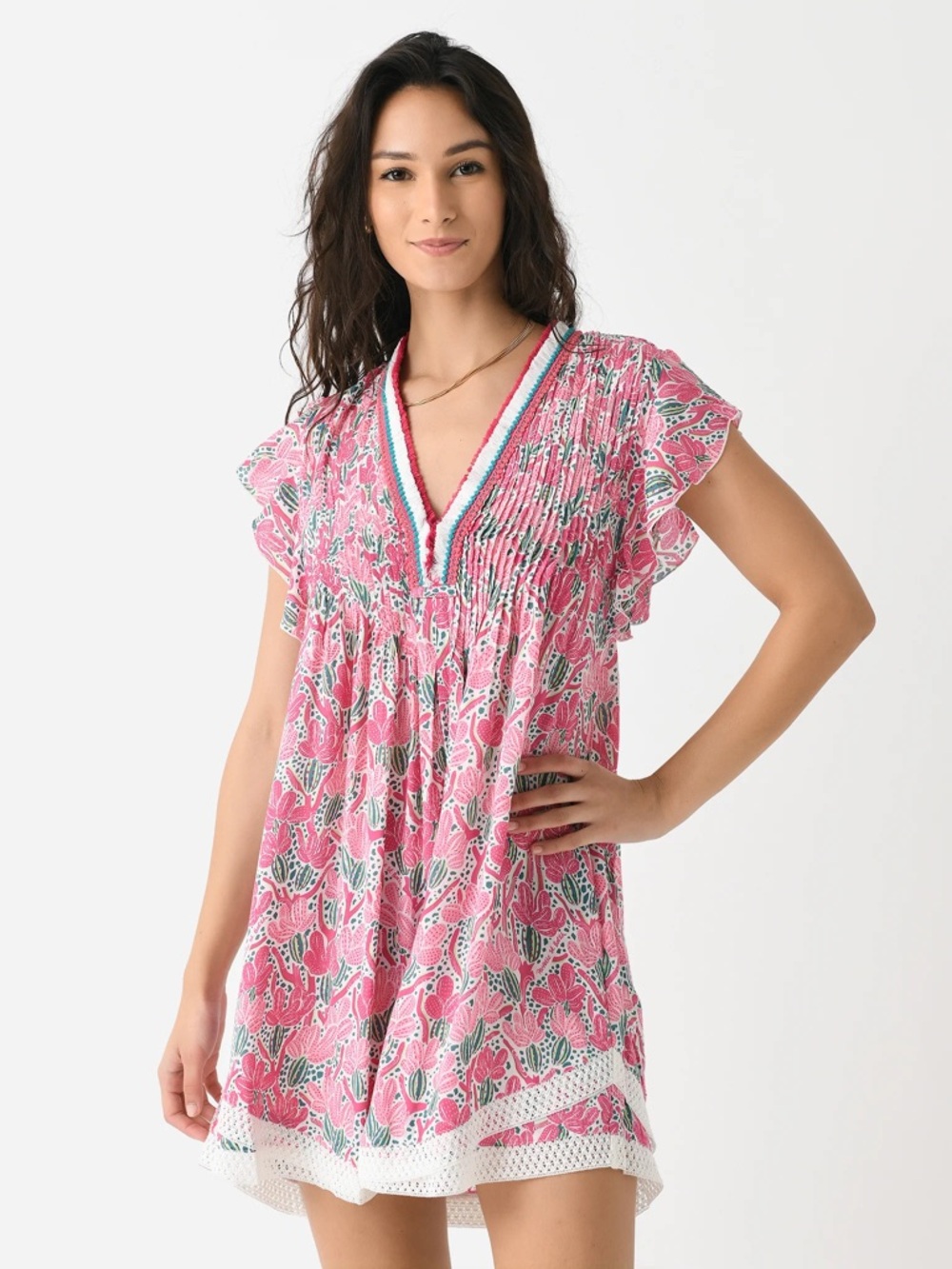 Poupette St Barth Mini Dress Sasha Pink Cactus Size Small